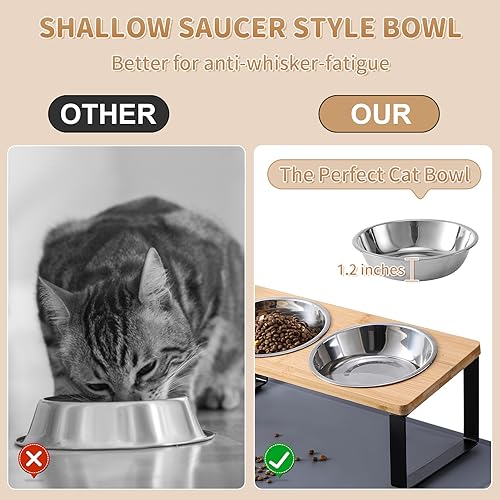 image for Summark Upgraded Elevated Cat Bowls with Food Mat,15°Tilted Stand Ant