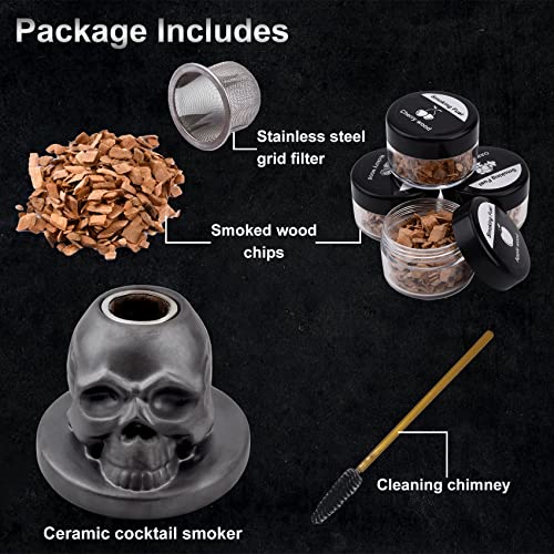 Cocktail Smoker Kit, Bourbon/Whiske/Drink Ceramic Smoker Infuser Kit With 4 Flavors Wood Chip - Old Fashioned Cocktail Kit Whiskey Gifts For Men, Friends, Husband, Father's Day Gift #TOP4