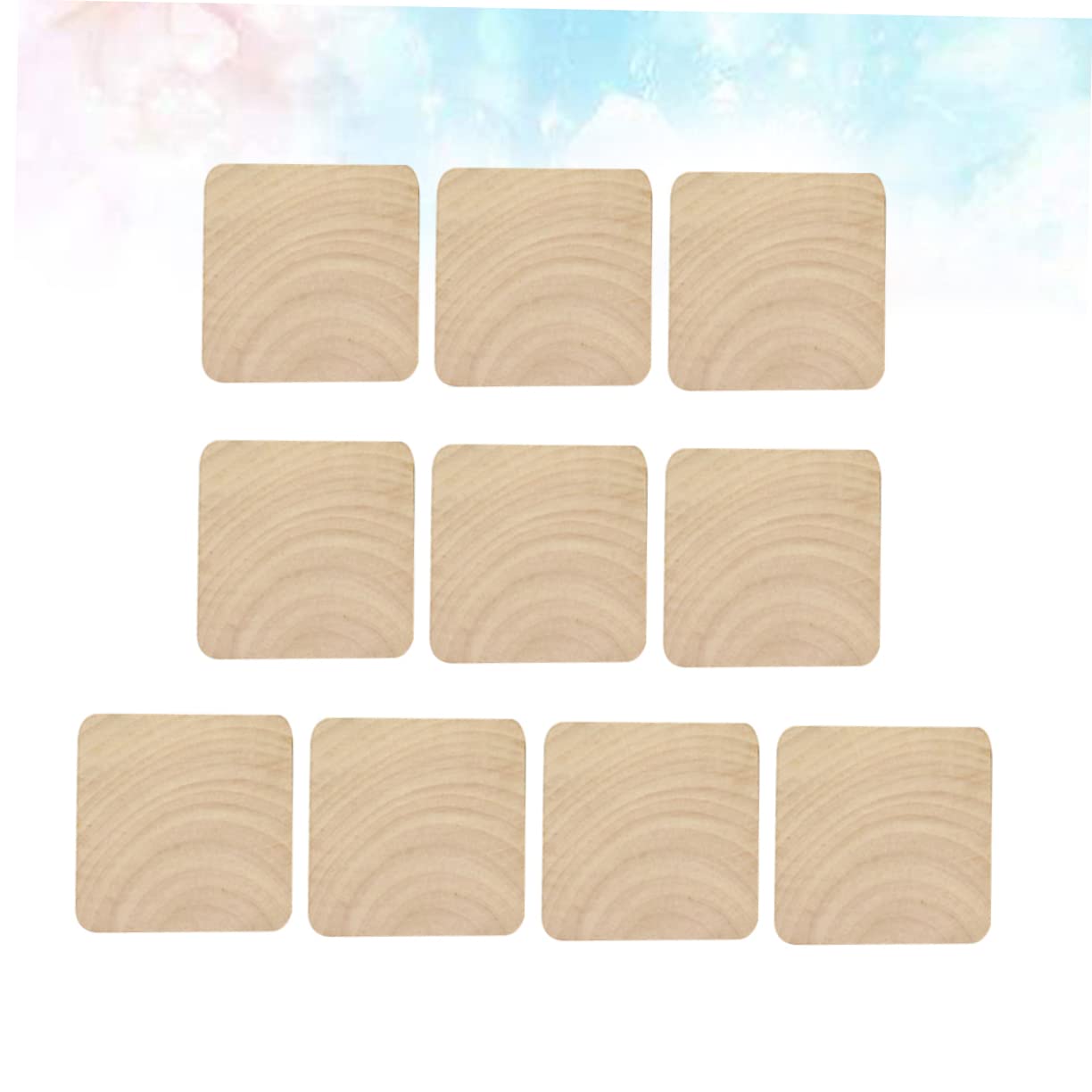 DOITOOL 10pcs 4x4x1.2cm Square Blank Wooden Stamps Base for DIY Art Craft Projects