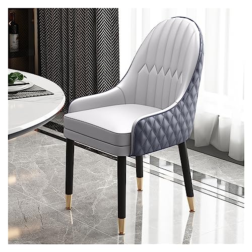 MEHWSUR Modern Dining Chairs Upholstered Faux Leather Accent Chairs with Solid Wood Legs,Vanity Lounge Chairs Armchair Desk Chair Thick Sponge Seat for Living Room (Color : Grey)