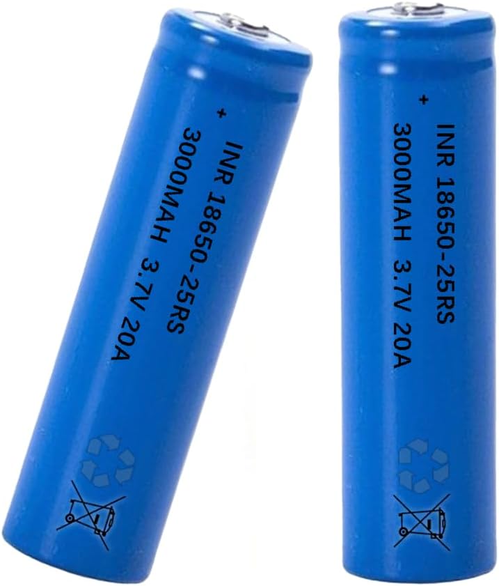 3.7 Volt Button Top 2 Packs 18650 Rechargeable Batteries 18650 Battery for Flashlights, Headlamps, Doorbells, RC Cars (Blue)