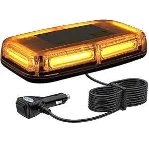 Justech 6-COB LED 60W Car Warning Light 7 Flash Modes Waterproof Amber Beacon Emergency Light Recovery Strobe Light 12V 24V with Magnetic Base for Car Vehicle Truck Trailer