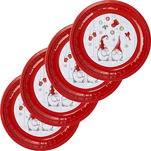 bonsport 4er Set Weihnachtsteller aus Metall 26cm - Wichtelteller...