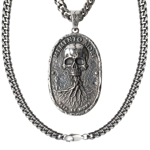 Hero Company Stainless Steel Necklace for Men - Memento Mori Vita Et Mors Necklace Pendant - Helps Pair Veterans With A Service Dog