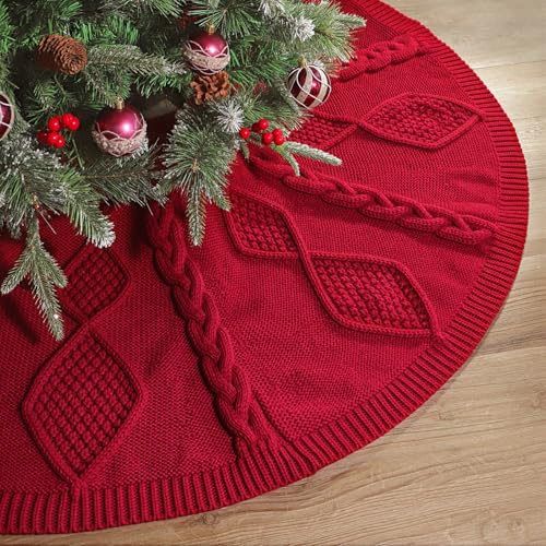 48 Inch Christmas Tree Skirt: Diamond Braided...