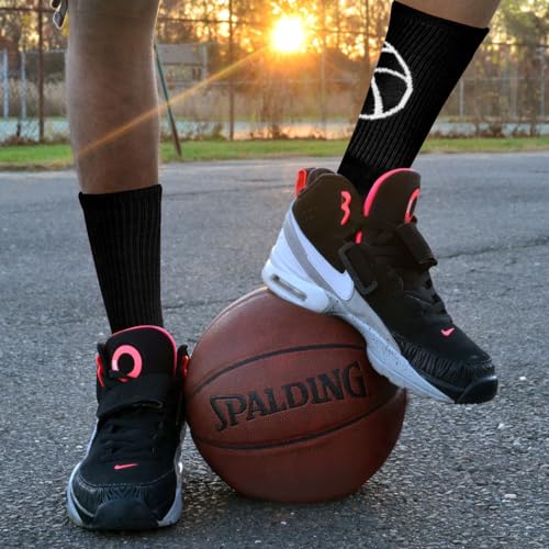 Image of ChalkTalkSPORTS Basketball Socks - Cushioned Mid-Calf Crew - Youth & Adult | Moisture-Wicking Performance Blend, Athletic Basketball Gear, Stay-Up Technology, Arch Support, Breathable, Boys and Men