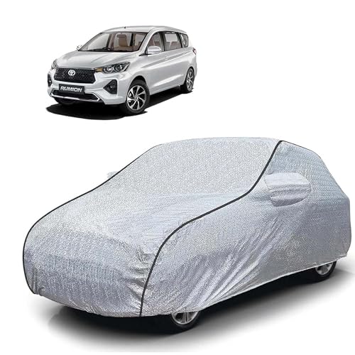 Image of Sulfar 100% Waterproof Car Body Cover Compatible with Mirror for Toyota Rumion(Ertiga) (Triple Stitched, Full Bottom Elastic, Magic Silver with Black Piping)