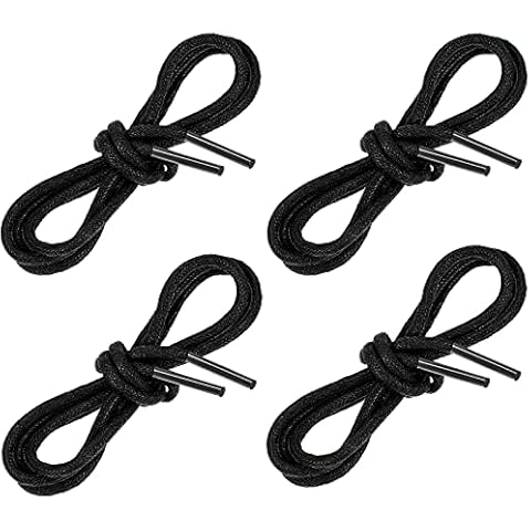 Chuangdi Black Shoelaces 2 Pairs Athletic Shoe Laces Black Round Shoe Laces Shoestrings Black Waxed Thin Round Dress Shoelaces Cover