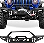 OEDRO Front Bumper Compatible with 2018-2023 Jeep Wrangler JL & Unlimited, 20-23 Gladiator, Rock Crawler Bumper with Winch Plate Mounting & 4 x LED Lights & 2 x D-Rings