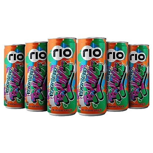 Image of Rio Blueberry Bubbly Fruit Drink Can | Soft Drink | Exotic Fruit Juice + Fizz | Rich In Vitamin C and Honey | Pack of 24 | 250 ml