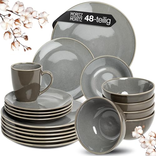 Moritz & Moritz SENSE 48-tlg. Geschirrset 12 Personen Grau -...