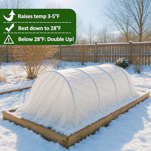 Image of Gardzen 1.5 oz Plant Covers Freeze Protection, Reusable 10ft x 50ft Floating Row Covers, Thicker Frost Blankets for Outdoor Plants, Pests Protection, White