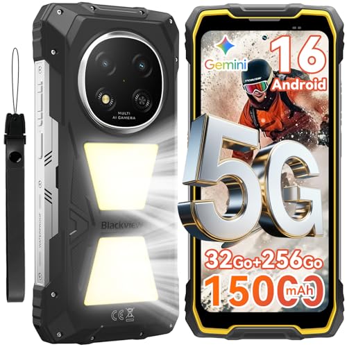 Blackview Rock 2 Pro Téléphone Incassable, Android 16 Smartphone Incassable 5G 32GB+256GB, 6.67