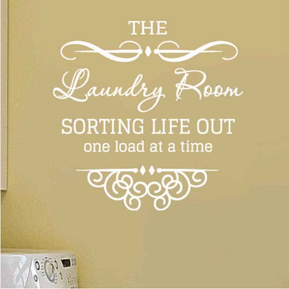 Wyfcl Sorting Life Out One Load At A Time Laundry Room Wall Sticker Home Decor Removable Wall Decals Art Murals Bathroom Decoration 58Cmx58cm