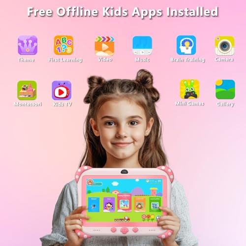Image of Kids Tablet 7 inch Tablet for Kids Wifi Kids Tablets 32G Android 10 Dual Camera Educational Games Parental Control, Toddler Tablet with Kids Software Pre-Installed Kid-Proof YouTube Netflix (Pink)