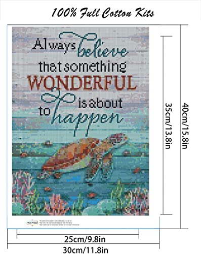 Sea Turtle Stamped Cross Stitch Kits - Needlepoint Counted Cross Stitch Kits For Beginners Adults Animals Patterns Inspirational Dimensions Embroidery Kits Arts Crafts Home Decor 11Ct Without Frame #TOP1