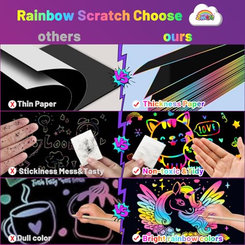 ZMLM Scratch Paper Art Set - 100Pcs Magic Craft Kit for Kids - Image 4