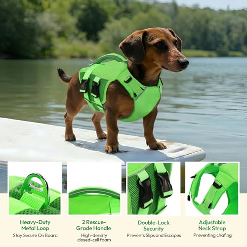 KONVINIT Schwimmweste Hund,Hundeschwimmweste,Schwimmwesten für Hunde -Dog Life Jacket für Kleine Mittel Große Hunde zum Bootfahren,Schwimmen,Surfen,Größenverstellbar mit Griff und Reflektoren