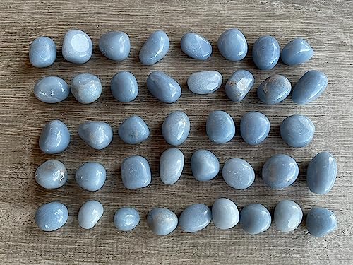 Image of GAF TREASURES 1 /2 LB Angelite Tumbled Stones, Polished Angelite Gemstone, Angelite Healing Crystals (Angelite)