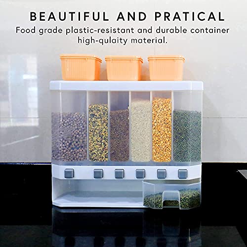 EVRUM-Kitchen-Storage-6-Grid-Container-Wall-Mounted-Cereal-Food-Dispenser-For-KitchenDry-Space-Saving-Food-Storage-Containers-for-CerealRiceNutsSnack-Plastic