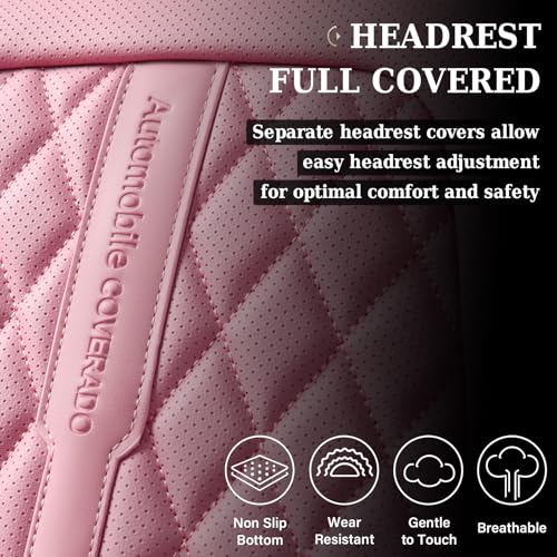 Image of Coverado Car Seat Covers Full Set, Automotive Front and Rear Seat Covers with Backrest, Nappa Leather Car Seat Protectors Waterproof, Universal for Most Vehicles