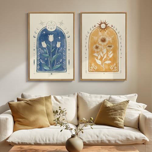 Elevate Your Space with Eclectic Boho Sun and Moon Tarot Art