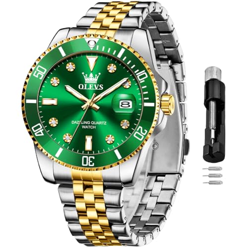 Image of OLEVS Watch for Men Stainless Steel Quartz Business Dress Diamond Large Dial Waterproof Mens Watches with Date Wrist Watch