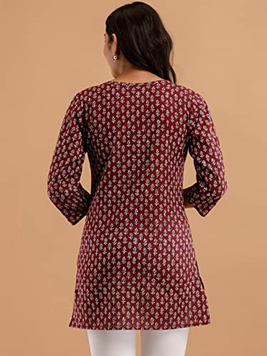 Image of feranoid Women Cotton Printed Straight Short Kurti
