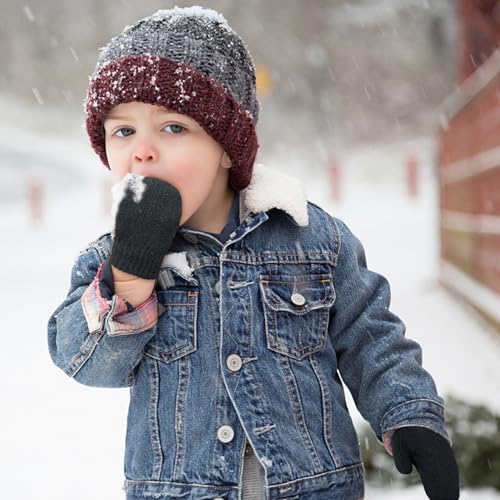 MENOLY 15 Pairs Kids Toddlers Magic Stretch Mittens Solid Color Winter Warm Kids Knit Gloves for Boys and Girls4