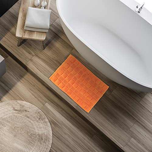 Relaxdays Cotton, 60 x 40 cm, Non-Slip, Washable, Bath Mat, Rectangular, Orange - Cosy Home Interiors Relaxdays Cotton, 60 x 40 cm, Non-Slip, Washable, Bath Mat, Rectangular, Orange - Image 2