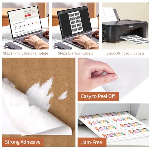 2"x 4" (25 Sheets) Address Labels, Labels Sticker Paper for Laser/Ink Jet Printer, Printable and Writable White Sticker Labels- Matte, 10 per Page Labels (Total 250 Labels) image 4