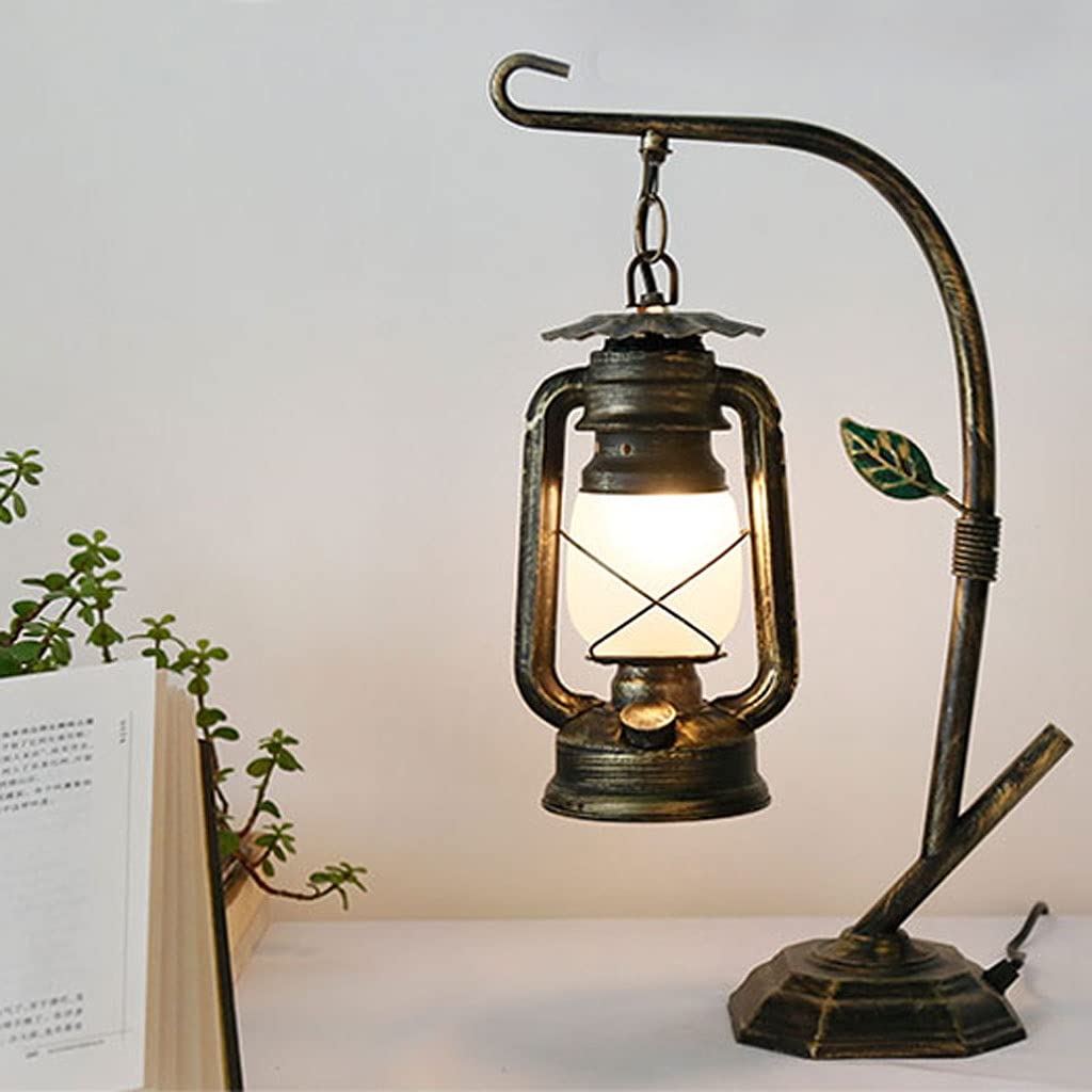 Lampa nocna Kraj Retro Lampa stołowa Imitacja Czerwony Brąz Lampa Ciało Odchodzi Stary Nafta Lampa Stół Stary Klasyczny Stół Lampa nocna Sypialnia Study Bar Lampa stołowa do sypialni