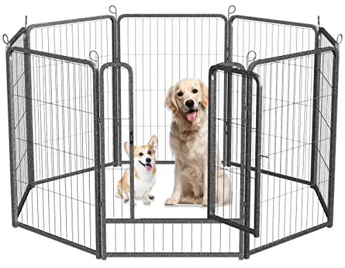 HOMIDEC Pluma para perro, 8 paneles resistente para cachorros con puerta, cerca de ejercicio para mascotas para interiores y exteriores, gatos, conejos y otros animales (plateado-120x120x80 cm) Cover
