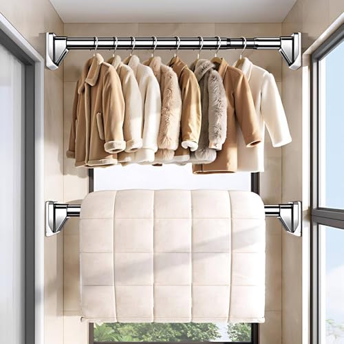 Barre de douche extensible 190-260 cm tringle de douche réglable gris acier inox
