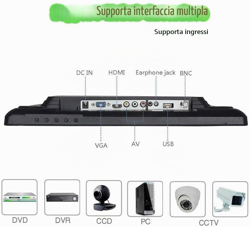 15 Monitor touchscreen con HDMI e display TFT-Schermo LED portatile per sicurezza CCTV postazione PC intrattenimento domestico Multi-Touch per progettisti d'ufficio utenti di sistemi di sicurezza