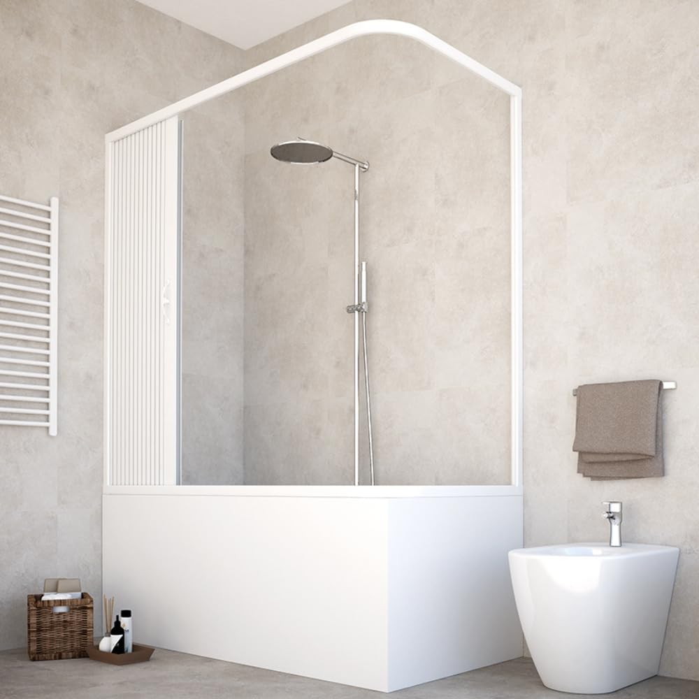 HD CASA Box Sopravasca a Soffietto Modello Anja, Apertura Laterale Reversibile, Pannelli in PVC Riducibili, Cabina Doccia Salvaspazio Made in Italy arredo bagno, 70x170 cm