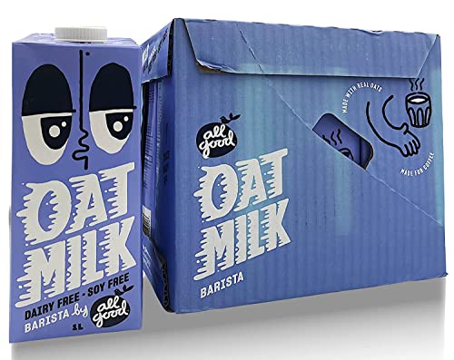 ALL GOOD Barista Oat Milk, 1L, Vegan, GMO-Free, Sugar-Free (Pack of 6)