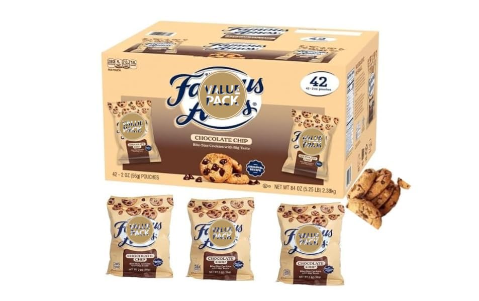 Chocolate Chip Cookies, Bite-Size, 2 oz Individual Bags - (42 - Count)