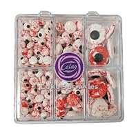 Essbare Zuckeraugen, Blutige Augenbälle, Zuckerdekor Augen zum Verzieren von Cookies, Muffins, Cupcakes, Geburtstags-Torten, Geburtstags-Kuchen, für Halloween, Weihnachten und Geburtstage