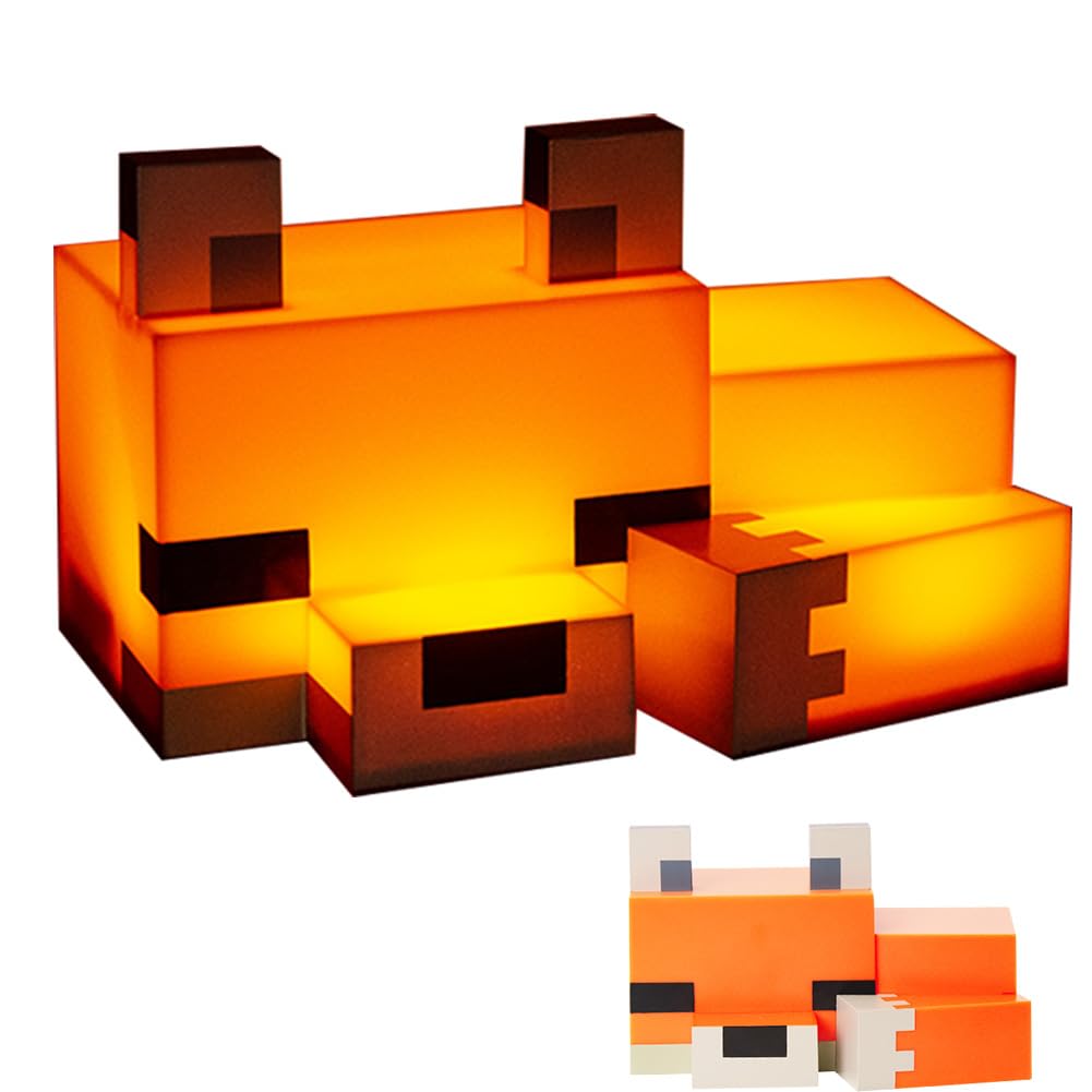 OVLENG Fuchs Nachtlicht Mcraft - Craft Fuchs-Lampe Wiederaufladbare Nachtlampe 7 Zoll, USB-C für Nachttischlampe für Wohnzimmer, Gaming, Studio, Zimmer, Geschenk für Jungs