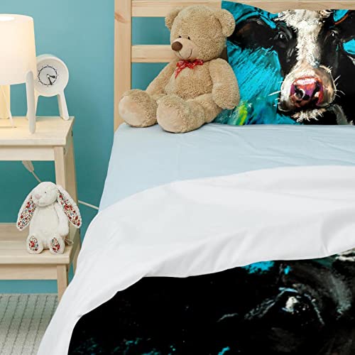 Housse de couette vache avec 2 taies d'oreiller | Parure de lit thermique