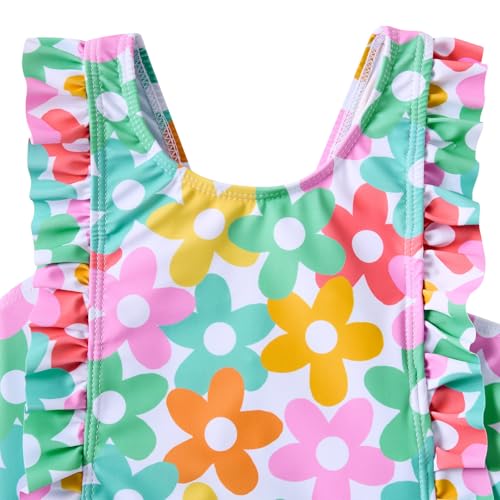 Image of RAISEVERN Baby Girls Swimsuit Ruffles Bathing Suits Cute Beach Sport Swimming Backless Summer One Piece Swimwear 2-7 Years