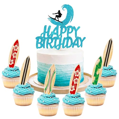 décoration de gâteau d'anniversaire surf décoration d'anniversaire surf plage surf vague cake topper surfboard swimming cake surf birthday party supplies
