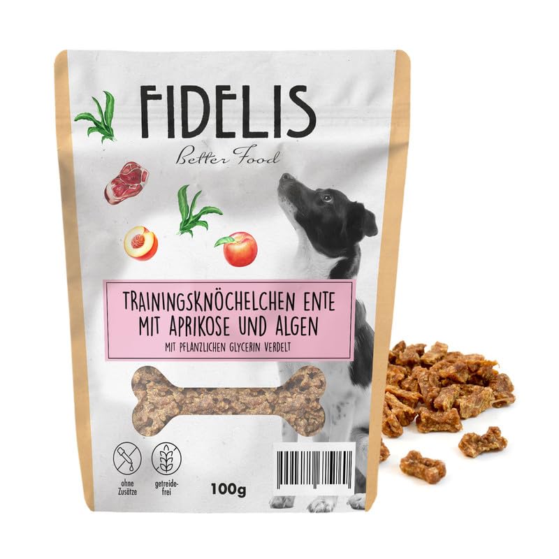 Fidelis – Trainingsknöchelchen Ente mit Aprikose und Alge (100g Tütchen)