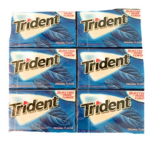 Trident Original Flavor Gum | Trident Sugarfree Gum | Pack of 6 | 14 Sticks Per Pack