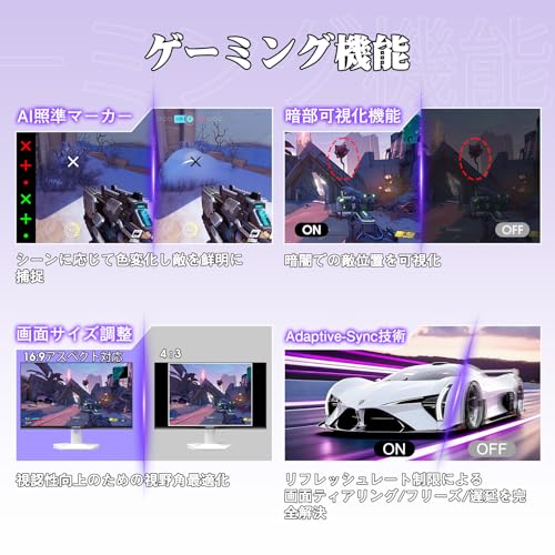 undefined Amzfast 27インチゲーミングモニター 白 WQHD(2560x1440) Fast IPS 200Hz 1ms(OD) 10Bit 130%sRGB 450cd/m² HDR400 低ブルーライト フリッカーフリー FreeSync & G-Sync対応 PS5対応 HDMI2.0×2 DP1.4×2 VESA 100*100 5年保証 AMZG27F6Q(HDMI+DP ケーブル付属) の商品画像 5