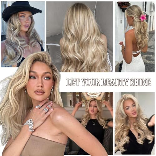 Image of Balayage Highlight Ash Blonde Wig Human Hair 26 inch