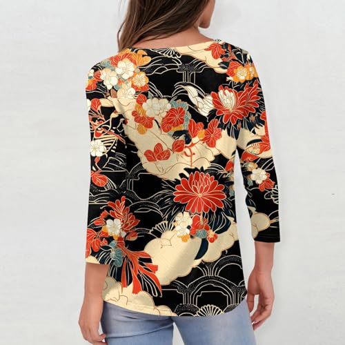 HTHLVMD Womens 3/4 Length Sleeve Tunic Tops Summer Fall Outfits 2025 Three Quarter Sleeve Casual V Neck T Shirts for Women