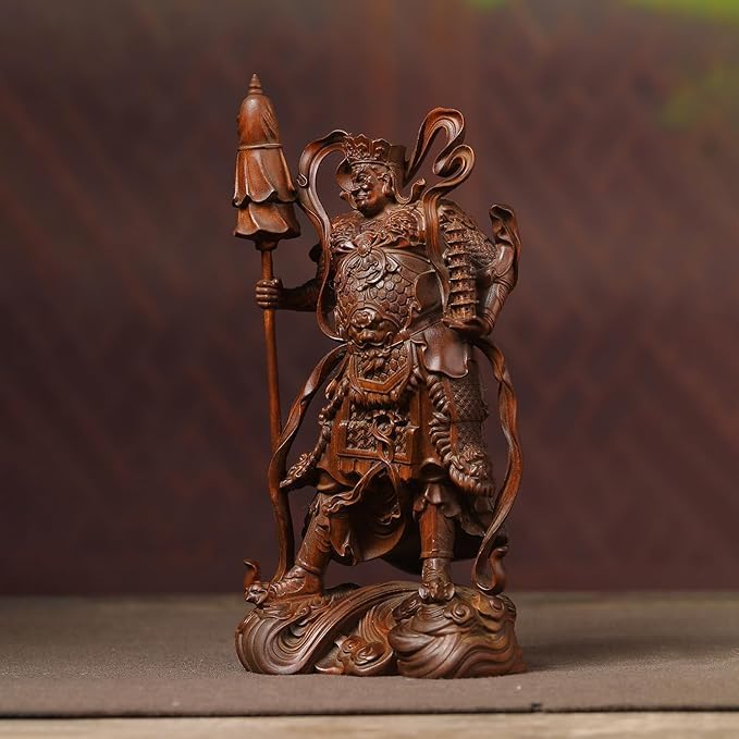 Amazon｜柘植（ツゲ）製 木彫り 七福神 毘沙門天 仏像 置物 彫刻 本木