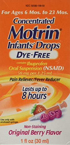 Image of Motrin Pain Reliever/Fever Reducer Infants' Drops Concentrated Dye-Free Berry Flavor (Pack of 2)